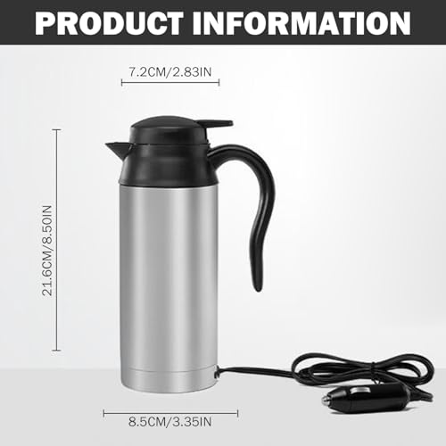 Tetera Eléctrica Portátil 750ml Acero Inoxidable 12V/24V miniatura 2