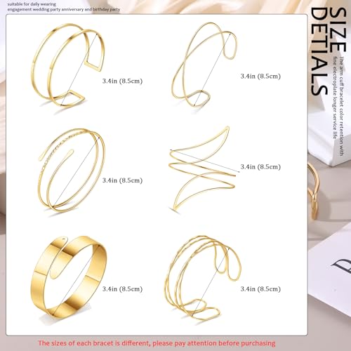 6 Pairs Arm Cuff Jewelry for Women Gold Upper Arm Cuff Bangle Band Armlet Adjustable Arm Cuff Gold Bracelet3