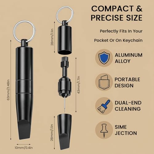 Image of ZORBES 2PCS 3-in-1 SIM Card Tray Removal Tool with Cleaning Brush, Portable Keychain Eject Pins Reset Needle Opener Cleaning Pen for Smartphones, Earbud Earphone, Aluminum Alloy Phone Accessory