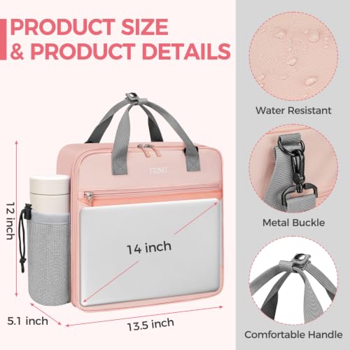 Ytonet Zipper Binder Bag, 2 Inch 3 Ring Binder with Zipper Fit 14 Inch Laptop, 500 Sheets Capacity Zippered Binders with Shoulder Strap & Removable O-Ring Pad for Middle School Student Girls, Pink by Ytonet - Used condition - Image 4