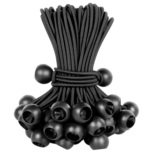 Ball Bungee Cords 6 Inch Bungee Cord with Balls 50 PCS Heavy Duty Bungie Cord Balls Canopy Tarp Tie Down Bungee Balls for Camping Shelter Cargo Tent Poles UV Resistant