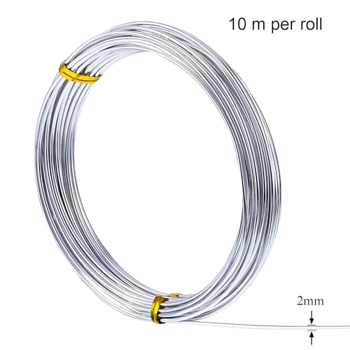 Image of TecUnite Aluminum Craft Wire for Sculpting Armature Bendable Craft Wire for DIY Jewelry Making(10 M x 1 mm,Silver,2 Rolls)
