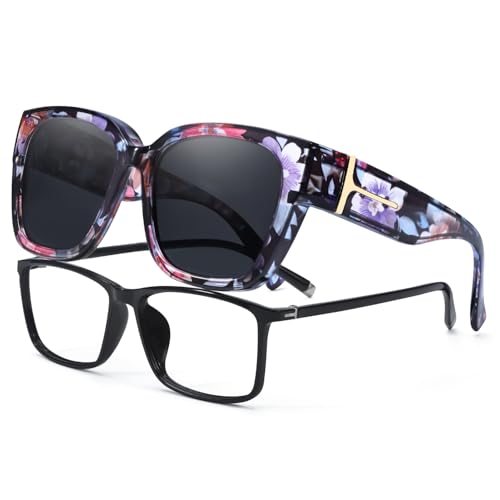 VIEWBETTER® Polarized Fit Over Glasses Sunglasses for Women Men Oversized Trendy Stylish Snap Shades UV400 Protection S7511