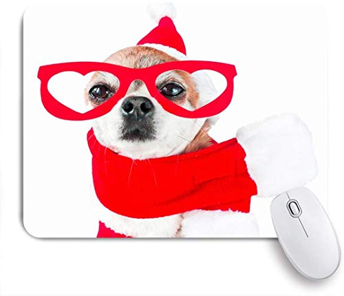 Preisvergleich Produktbild Benutzerdefiniertes Büro Mauspad,Nettes Symbol Hund Chiwawa Chihuahua Claus Isolierte Kostüm Tiere Hut Wildlife Puppy Holidays,Anti-slip Rubber Base Gaming Mouse Pad Mat