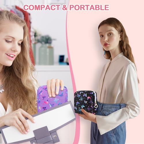 Image of Likesing Period Bag Pouch, Canvas Sanitary Napkin Storage Bag for Girls Womens, Portable Sanitary Napkin Period Pad Pouch Bag for Purse, Small Make Up Bags(White Butterfly)