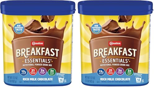 Image of Carnation Breakfast Essentials Powder Drink Mix, Rich Milk Chocolate, 17.7 Ounce Jar (Packaging May Vary) (Pack of 2)