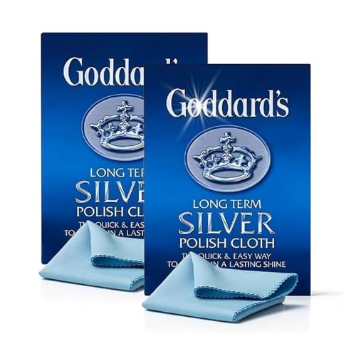 Silver Polishing Cloth Pack of 2 Anti Tarnish Jewellery Cleaning Cloth for Sterling Silver Rings Necklaces & Silverware Reusable Microfibre Polishing & Cleaning Cloth for Long Lasting Shine