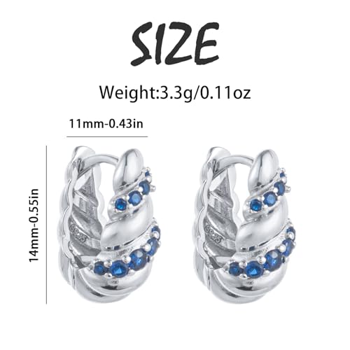 Chunky Hoop Earrings Set, 14K Gold Plated Twisted Huggie Earrings, Hypoallergenic, Gold/Silver2