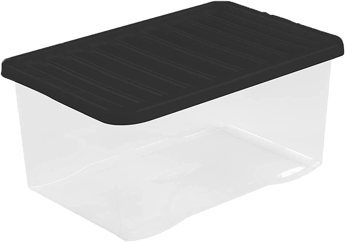 3x 37 Litre Modular Clear Foldable Storage Box with Lid Plastic Tub Collapsible main image 0