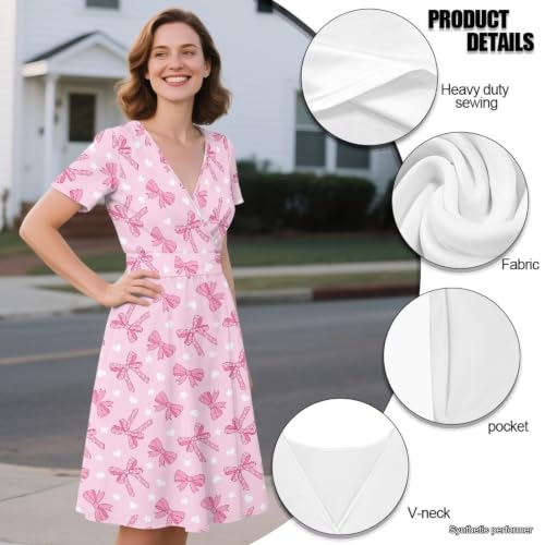 Image of Women's Summer Dresses Short Sleeve Formal Dresses with Pockets