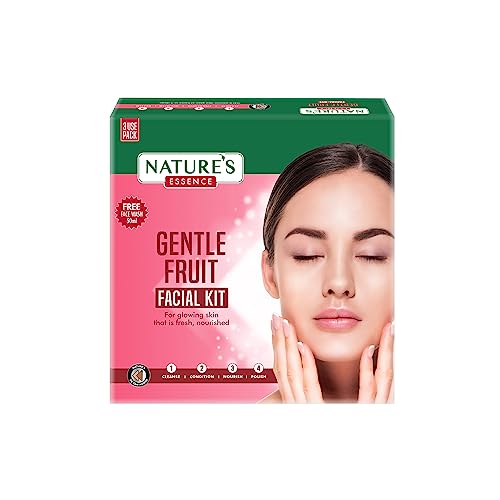 Nature’s Essence Gentle Fruit Facial Kit | For Nourished, Radiant & Dewy Fresh Skin| Goodness of fruit extracts & Vitamin E | 100% Dermatologically Tested | Suitable for All Skin Types | 60gm + 50ml