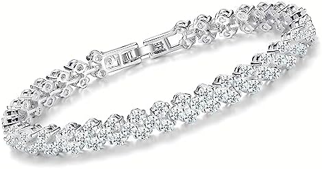 Silver Tennis Bracelet, 18K Gold Plated AAAAA+ Cubic Zirconia Bracelet, Dainty Classic Fashion Jewelry for Women Girls