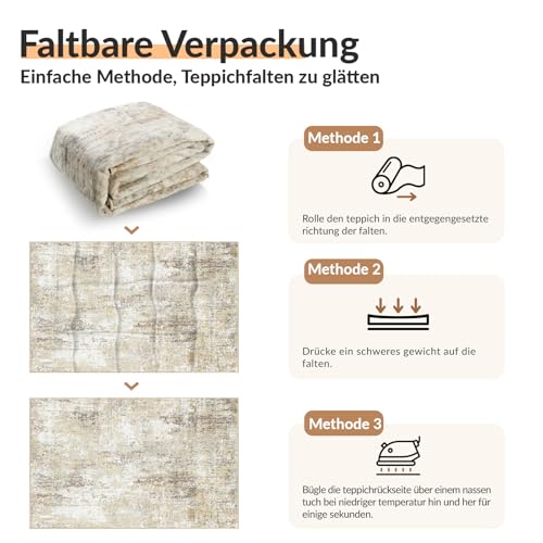 INOVADAY Abstrakt Waschbarer Teppich 244x305 cm Braun/Grau – Ansicht 5
