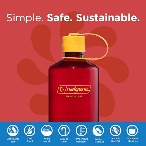 Image of Nalgene Sustain Tritan BPA-Free Water Bottle Made with Material Derived from 50% Plastic Waste (Using ISCC Certified Mass Balance), 32 OZ, Narrow Mouth, Laker (Pack of 6)