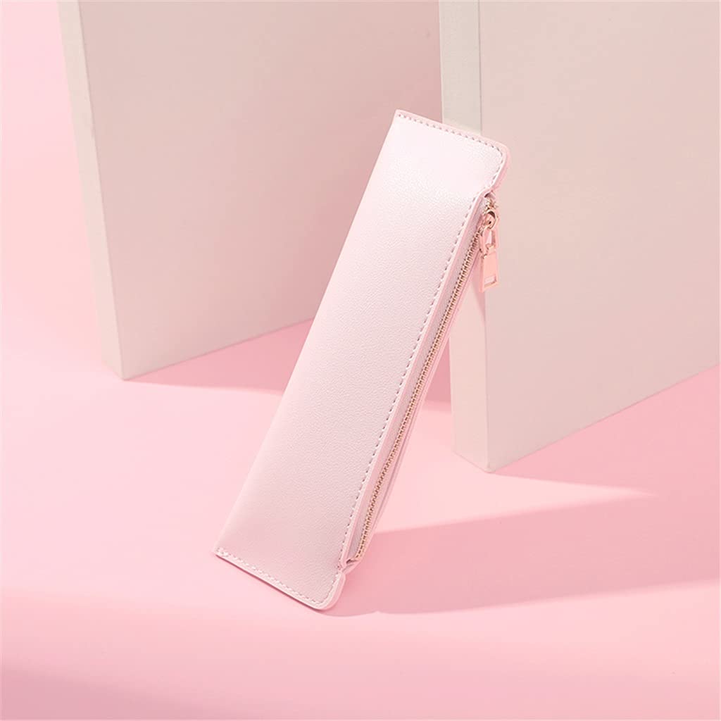 Estuche Plano para lápices, Caja de Almacenamiento de papelería, Estuche de Cuero PU para Estudiantes, Estuche para lápices, Organizador de papelería (C 21 * 1 * 7CM)