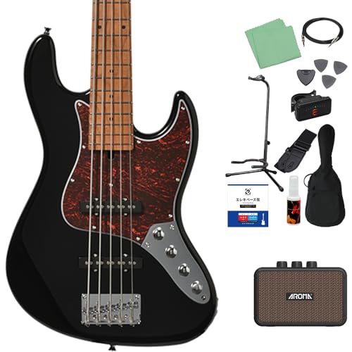 Bacchus WJB5-1DX-AC RSM/M 5弦 ベース初心者12点セット 【充電式ミニアンプ付】 BLK エレキベース ユニバースシリーズ アクティブ仕様 バッカス