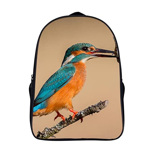 Sac d'école unisexe tendance motif oiseau 3D grand sac à dos décontracté mode