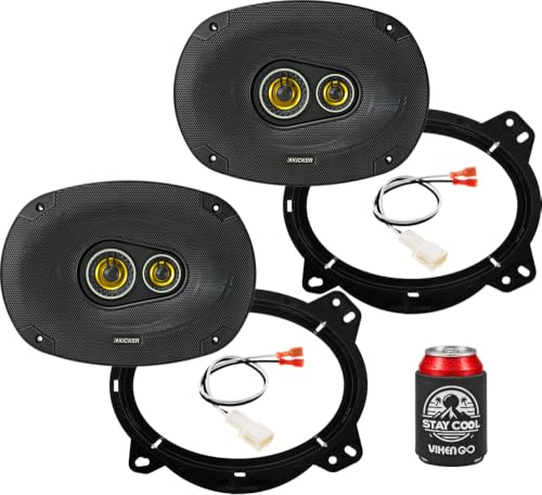 KICKER Front Door 6x9 Speakers Kit for Toyota Tacoma 2005-2015 Upgrade Kit - Pair of CS Series 6x9 Inch 3-Way Speakers with Adapters and Harnesses - CSC693, 46CSC6934