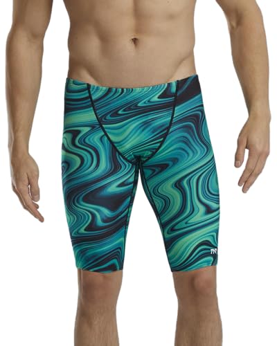 TYR Men's Standard Durafast Elite Solid Jammer Swimsuit, Green Vitality, 38