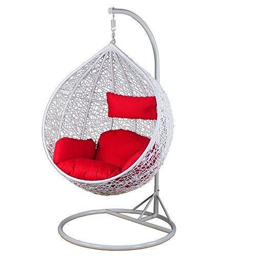 Image of Zenheaven Single Seater Swing Chair with Stand & Cushion Outdoor Indoor Balcony Garden Patio,Powder Coated Frame,UV Protected Wicker,Premium Cushion AD-23