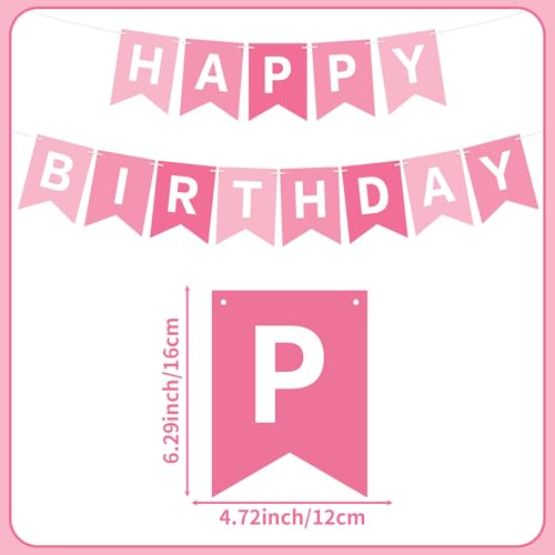 Image of Happy Birthday Banner Pink Birthday Party Banner Garland Sign for Kids Girls Baby 1st Birthday Tea Party Decorations Bunting Flag Spa Birthday Party Supplies
