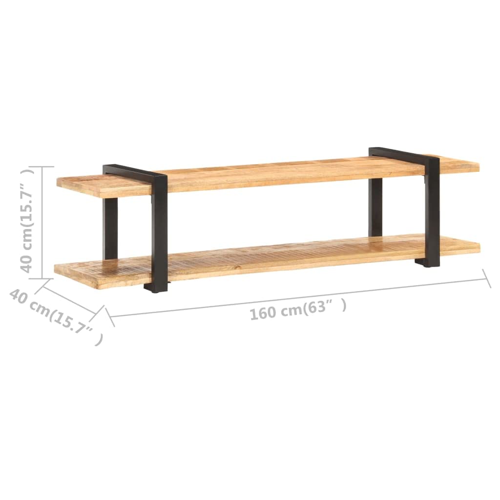 TV-Ständer, TV-Schrank, 160 x 40 x 40 cm, massives raues Mangoholz, Wohnzimmer, Media-Center, Aufbewahrungskonsole