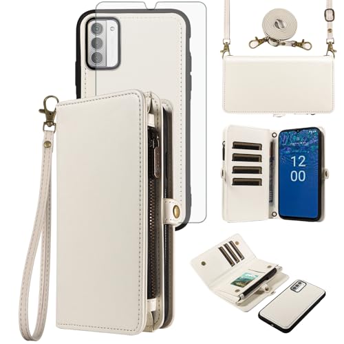 Étui pour Nokia G42 5G et G310 Asuwish avec portefeuille amovible et bandoulière