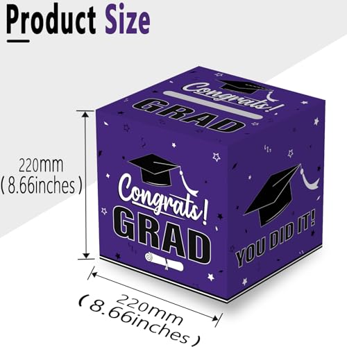 Image of Graduation Card Box 2026, Purple Foldable Cardboard Card Box for Party, 2026 Graduation Party Decorations, Purple Graduation Box