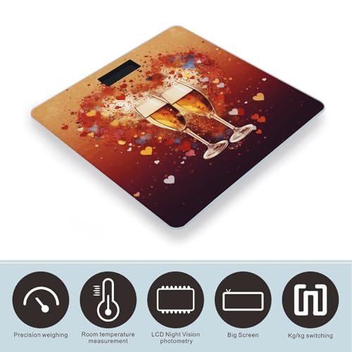 Balanza digital de baño Colorful Heart Champagne de vidrio templado miniatura 3
