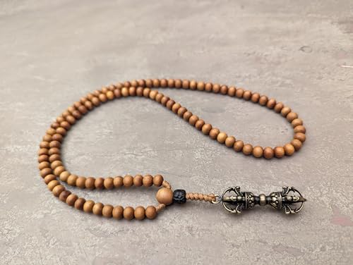 Santalum Sandalwood mala necklace rosary 108 prayer beads natural genuine sandal fragrant wood and Tibetan Buddhist Vajra pendant4