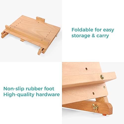 Viswin 19"X 14½" Large Wooden Tabletop Easel, Hold Canvas To 23" H, Adjustable Angle, Solid Beech Wood Desktop Easel, Portable Sketching & Drawing Board Easel, For Adults, Students, Beginners #TOP4