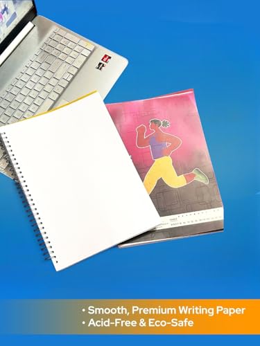 Image of Spiral Notebook | 200 Pages | A4 Size | Unuled Pages | Beautiful Covers with Motivational Quotes | Pack of 5 | School College Student Notemaking Notebook | 70 GSM Thick Paper