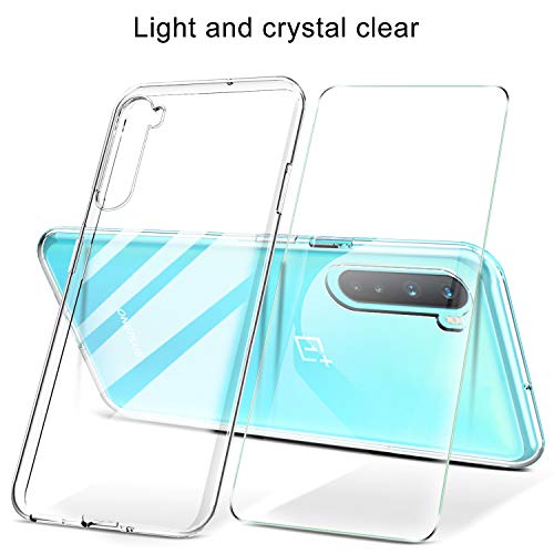 iBetter per OnePlus Nord Cover + Pellicola Protettiva in Vetro Temperato [2 Pack] Soft Silicone per OnePlus Nord Custodia, per OnePlus Nord Smartphone.Trasparente