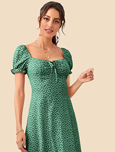 Image of Dream Beauty Fashion Women's Polyester Printed A-line Square Neck Half Sleeve Knee-Long Dress (Dress Momo)