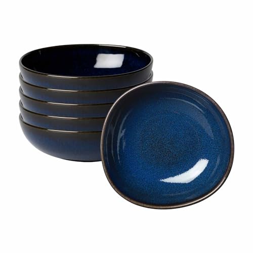 Villeroy & Boch like. by Lave Bleu Bol 6er Set, 600 ml, Müslischalen mit einzigartiger Glasur, Skandinavischer Look, Steingut, Blau