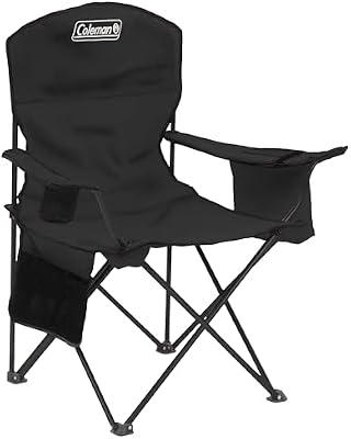 Coleman Portable Camping Chair with 4-Can Cooler, Cushioned Seat & Back with Side Pockets & Cup Holder, Carry Bag Included, Great for Camping, Tailgating, Firepits, Patio, & More
