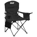 Coleman Portable Camping Chair with 4-Can Cooler, Cushioned Seat & Back with Side Pockets & Cup Holder, Carry Bag Included, Great for Camping, Tailgating, Firepits, Patio, & More
