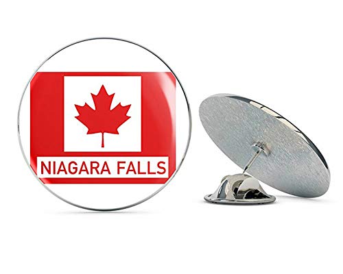Red Maple Leaf Rectangle with Niagara Falls (Canadian Canada City) Metal 0.75