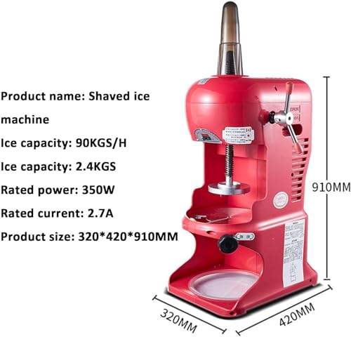 GBHJJ Elektrische EiswüRfelmaschine für Rasiertes EIS, 350 W, Kommerzieller, Leistungsstarker Crushed-Slush-Maker Und Schneekegelmaschine, für SupermäRkte, CaféS Und Restaurants,Red 7 GBHJJ Elektrische EiswüRfelmaschine für Rasiertes EIS, 350 W, Kommerzieller, Leistungsstarker Crushed-Slush-Maker Und Schneekegelmaschine, für SupermäRkte, CaféS Und Restaurants,Red