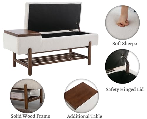EALSON-Modern-Storage-Bench-for-Bedroom-End-of-Bed-Sherpa-Upholstered-Ottoman-Bench-with-Storage-and-Wood-Shoe-Rack-Farmhouse-Long-Seating-Bench-for-EntrywayHallwayCloset-Beige EALSON Modern Storage Bench for Bedroom End of Bed Sherpa Upholstered Ottoman Bench with Storage and Wood Shoe Rack Farmhouse Long Seating Bench for EntrywayHallwayCloset Beige