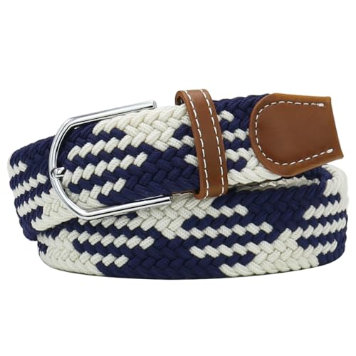 Image of Multicolored Elastic Woven Golf Belts Casual Braided Stretch Belt for Men and Women