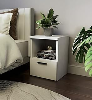 Home Glow Bedside Tables, Bedside Drawers, Bedside Cabinet, 1 Drawer, Metal Runners, White. Size: H40 x W30 x D30 cm.