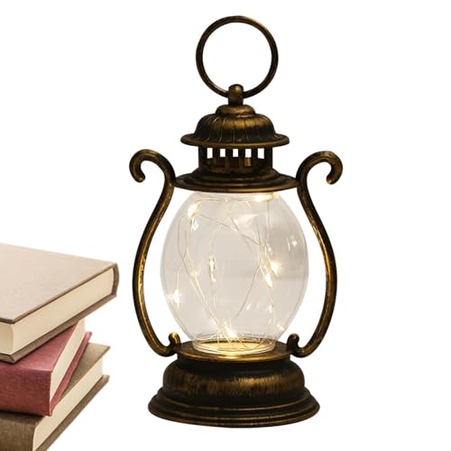 Linterna LED vintage – Lámparas de mesita de noche antiguas | Mini linterna colgante de boda, lámpara de mesa decorativa de Navidad