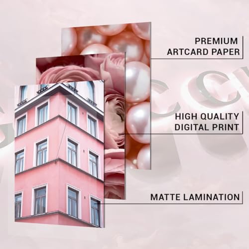 Image of CodersParadise Pink Aesthetic Wall Collage Kit - 54 Premium Thick Cardstock 4x6 Inch Posters for Cute Bedroom, Living Room & Office Decor with Adhesive Glue Dots Included