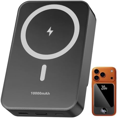 Magnetic Portable Charger, Power Bank 10000mAh with PD 20w Fast C...