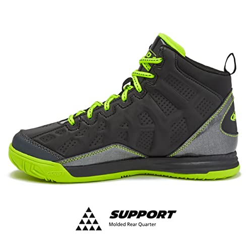 And1 Showout Boys Basketball Shoes, Mid Top Cool Court Sneakers For Kids - Dark Grey/Black/Light Green, 6 Big Kid #TOP2