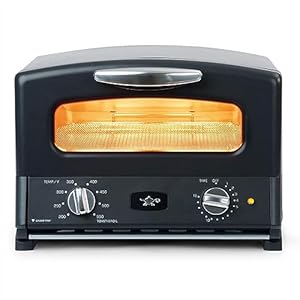 Sengoku SET-G16A(K) HeatMate Instant Heat Mini Countertop Oven Toaster Oven with Graphite Technology, 4 Non-Stick Pans for Toasting & Baking, Black