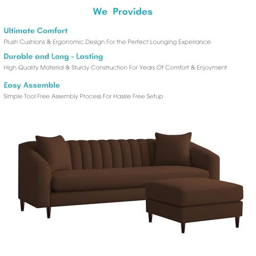 Image of Casaliving Doraldo 4 Seater L Shape Convertible Sofa Set for Living Room, 3 Seater & Ottoman Modular Sectional Couch for Small Space (Brown Colour) Fabric