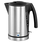 Bomann WKS 1356 CB Wasserkocher, 360° drehbare Steckverbindung, 1,7 Liter max, verdecktes Edelstahlheizelement, schwarz/inox