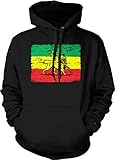 Lion Flag - Rasta Jamaican Religion Pride Unisex Hoodie Sweatshirt (Black, Medium)